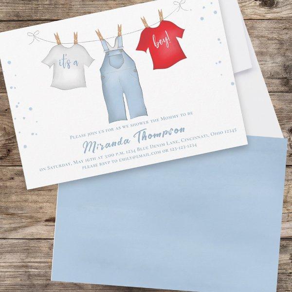 Cute It's a Boy Blue Baby Shower Custom