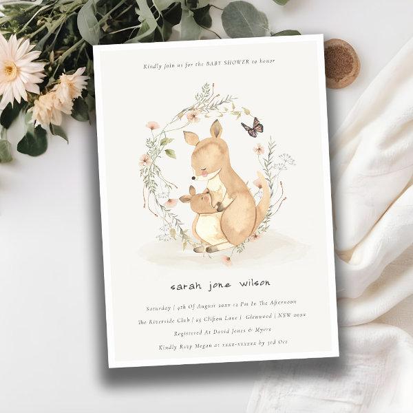 Cute Joey Mama Kangaroo Floral Wreath