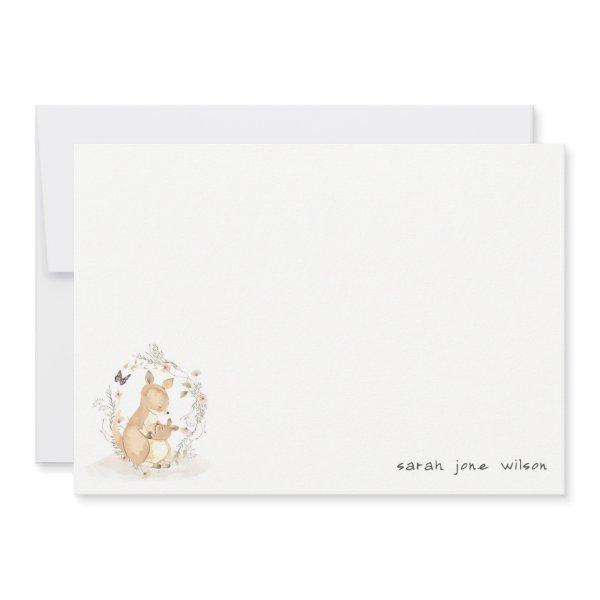 Cute Joey Mama Kangaroo Floral Wreath Baby Shower Note Card