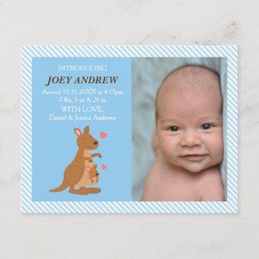 Cute Kangaroo Joey Baby Photo Birth Announcements
