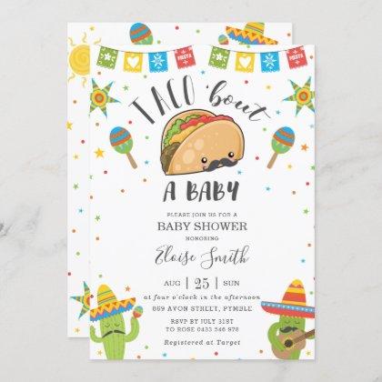 Cute Kawaii Taco 'Bout a Baby Fiesta Baby Shower Invitation