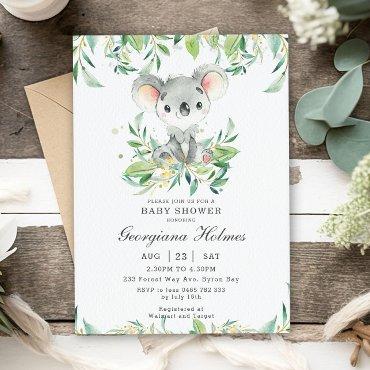 Cute Koala Bear Eucalyptus Greenery
