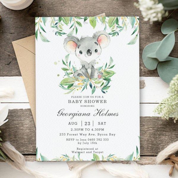 Cute Koala Bear Eucalyptus Greenery