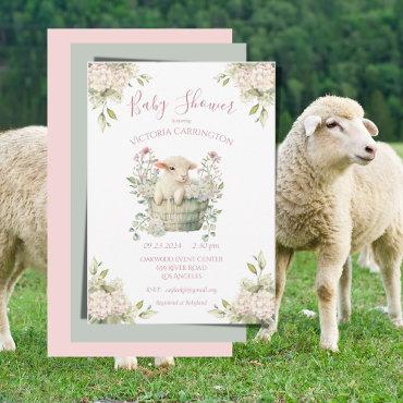 Cute Lamb in a Basket Floral Pink