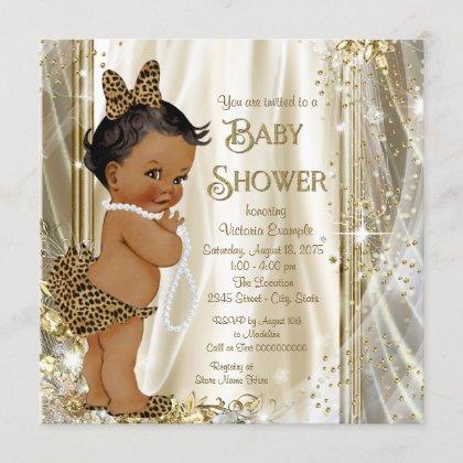 Cute Leopard Girly Ethnic Baby Girl Shower Invitation