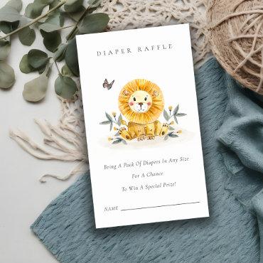 Cute Lion Cub Foliage Diaper Raffle Baby Shower Enclosure Card