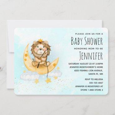 Cute Lion Fishing Watercolor Baby Shower Invitatio Invitation