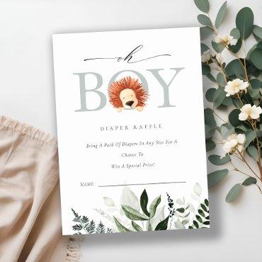 Cute Lion Foliage Oh Boy Diaper Raffle Baby Shower Enclosure Card
