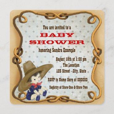 Cute Little Cowboy Baby Shower Invitation