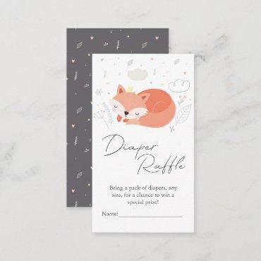 Cute Little Fox Baby Shower Diaper Raffle Enclosure Card
