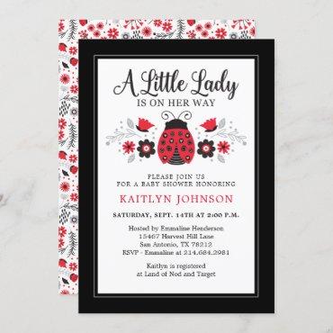 Cute Little Lady Ladybug Baby Shower Invitation