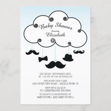 Cute Little Man Mustache Baby Shower Invitations