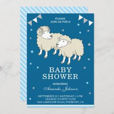 Cute Little Sheep and Lamb Baby Shower Invitation
