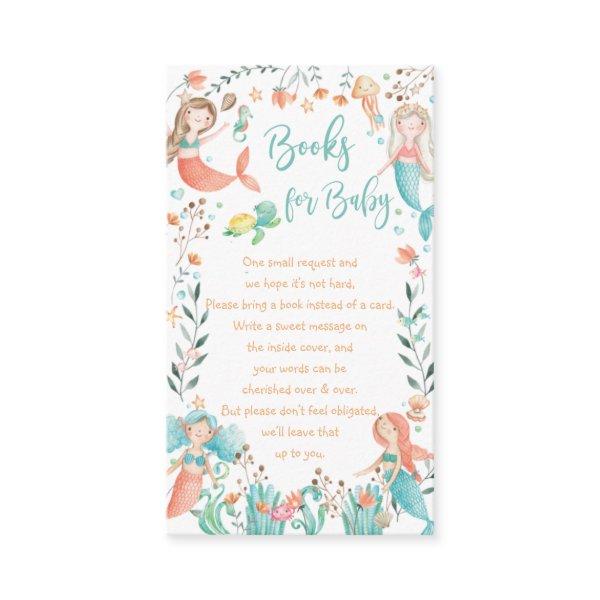 Cute Mermaid Baby Shower Bring a Book for Baby Enclosure Card