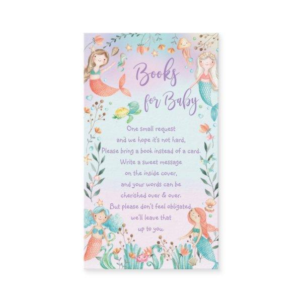 Cute Mermaid Baby Shower Bring a Book Instead  Enclosure Card