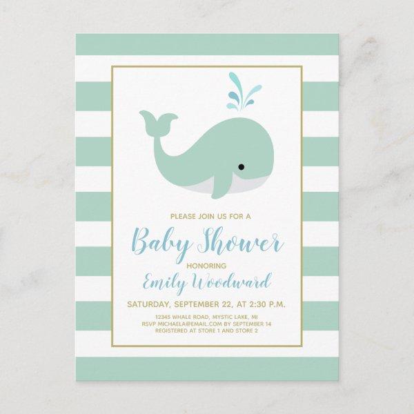 Cute Mint Green Whale  Postcard