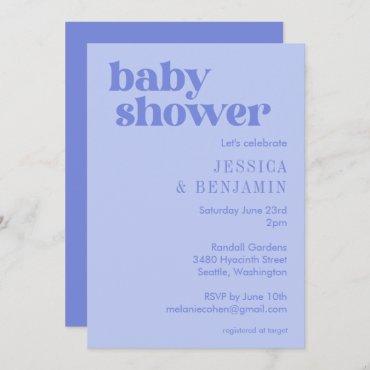 Cute Modern Periwinkle Purple Baby Shower Invitation