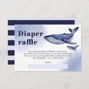 Cute nautical blue whale diaper raffle baby shower enclosure card