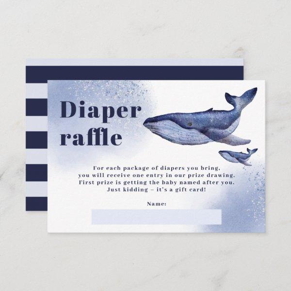 Cute nautical blue whale diaper raffle baby shower enclosure card