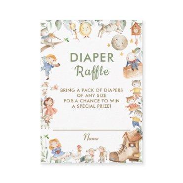 Cute Nursery Rhyme Baby Shower Diaper Raffle Enclosure Card