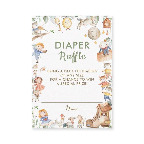 Cute Nursery Rhyme Baby Shower Diaper Raffle Enclosure Card