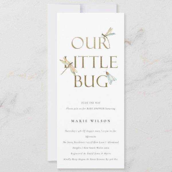 Cute Our Little Bug Gold Dragonfly