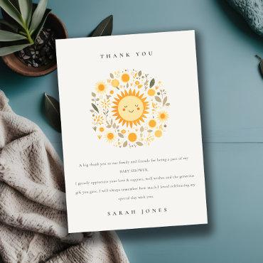 Cute Our Little Sunshine Boho Sun Baby Shower Thank You Card