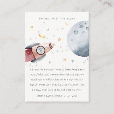 Cute Outer Space Starry Books For Baby Shower Enclosure Card