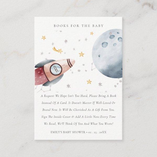 Cute Outer Space Starry Books For Baby Shower Enclosure Card