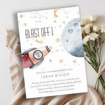 Cute Outer Space Starry Planet Baby Shower Invite
