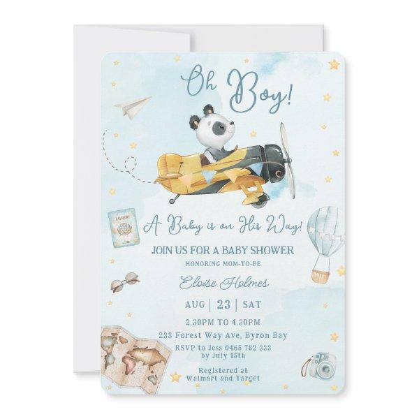 Cute Panda Bear Plane Adventure Oh Boy