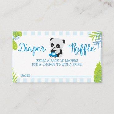 Cute Panda Boy Baby Shower Diaper Raffle Cards