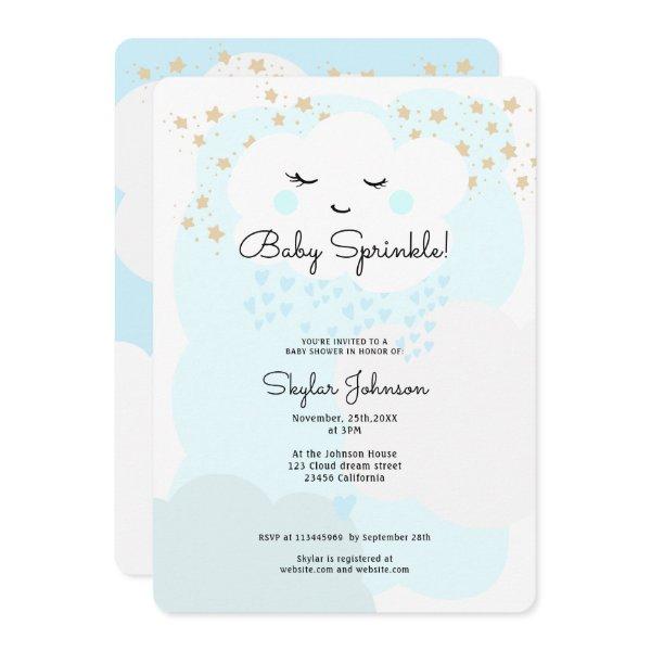 Cute pastel blue baby sprinkle clouds