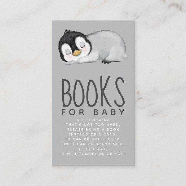 Cute Penguin Baby Shower Books for Baby Enclosure Card