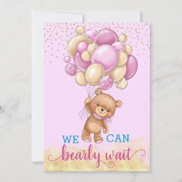 Cute Pink and Gold Teddy Bear Balloons