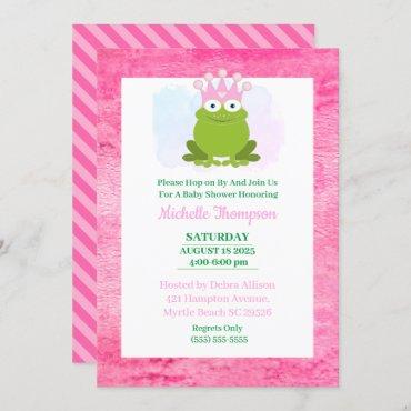 Cute Pink and Green Frog Baby Shower