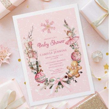 Cute Pink Christmas Baby Shower