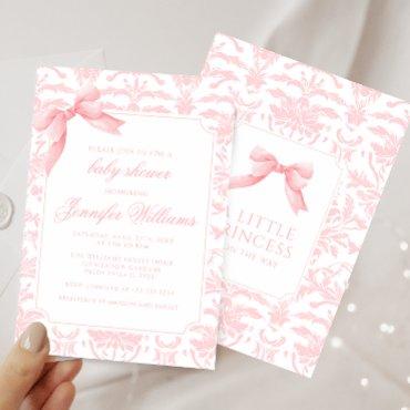 Cute pink damask bow ribbon