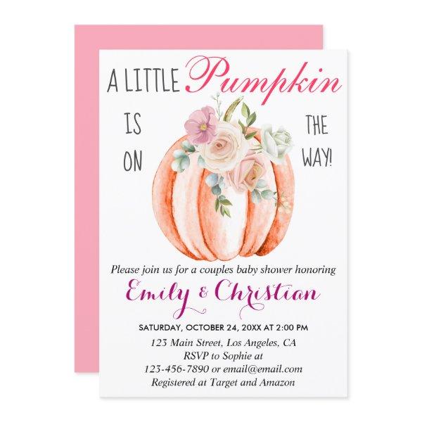 Cute Pink Floral Little Pumpkin Couple
