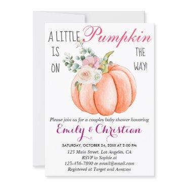 Cute Pink Floral Little Pumpkin Couple