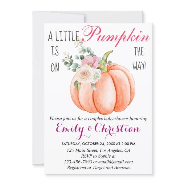 Cute Pink Floral Little Pumpkin Couple