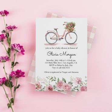 Cute Pink Vintage Bicycle Girl