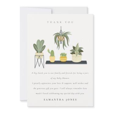 Cute Potted Leafy Succulent Plants Baby Shower Thank You Card