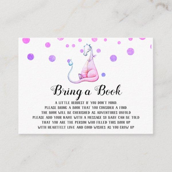 *~* Cute Purple Dragon Baby Shower Bring a Book Enclosure Card