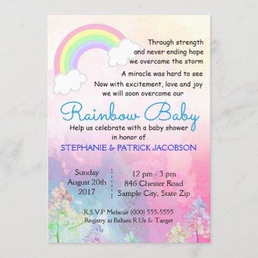 Cute Rainbow Custom Baby Shower RSVP Invitation