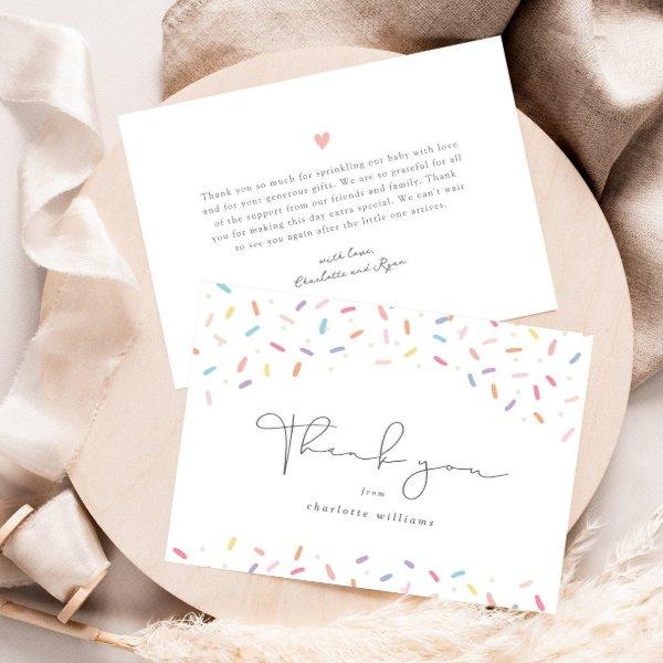 Cute Rainbow Sprinkle Baby Shower Thank You Card