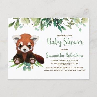 Cute Red Panda Bear Greenery Neutral  Postcard