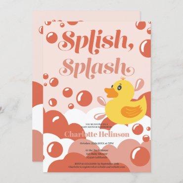 Cute rubber duck splish splash bubbles baby shower invitation