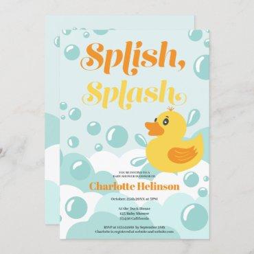 Cute rubber duck splish splash bubbles