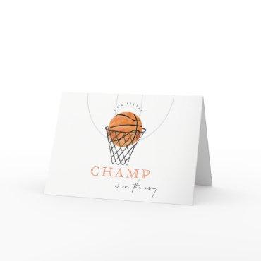 Cute Rust Our Little Champ Basketball Baby Shower Thank You Card